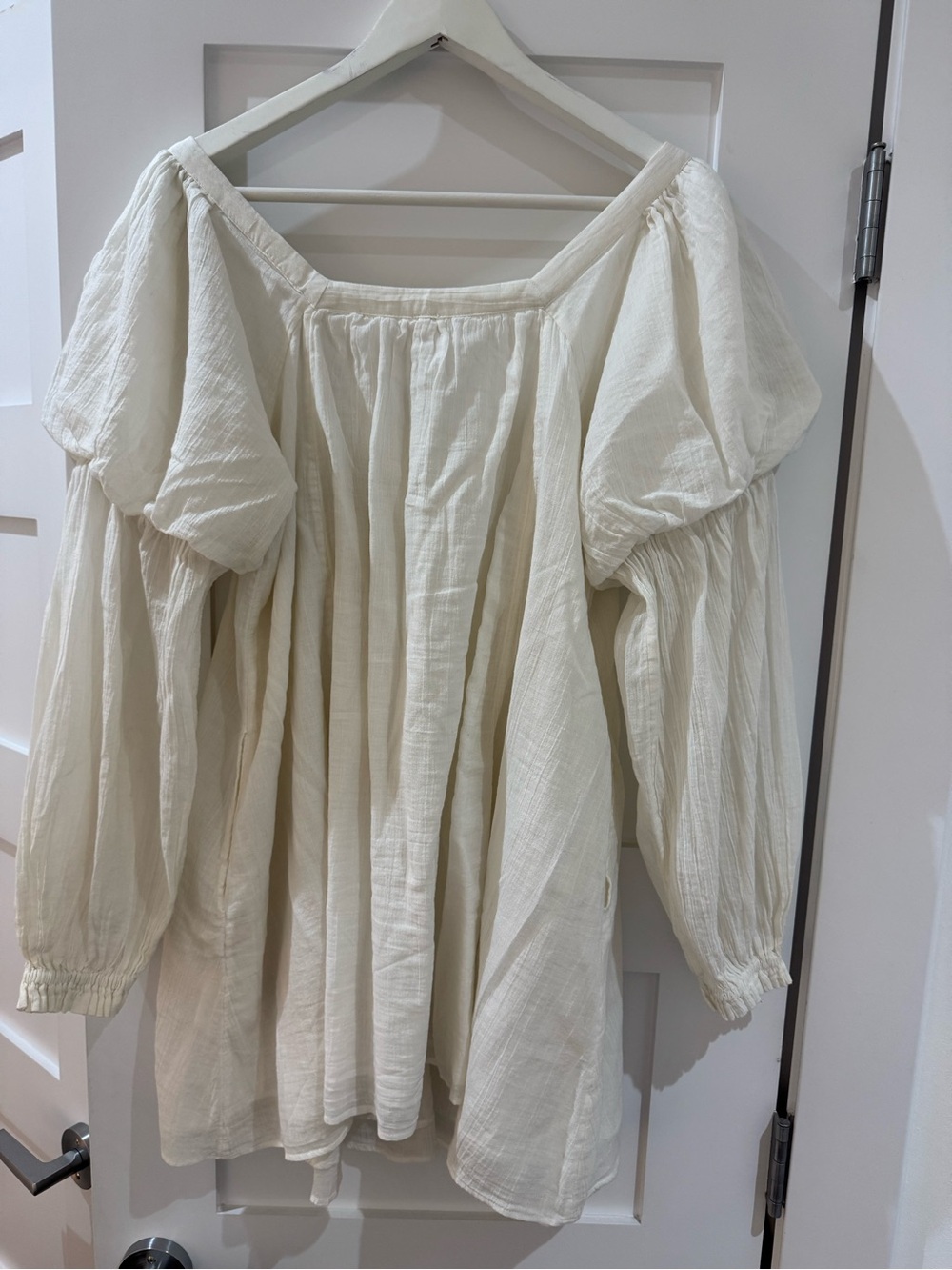 Free People Boho Ivory Button-Front Peasant Tunic/Mini Dress - Picture 2 of 3
